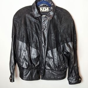 Women's Vintage 80s Leather jacket Medium Black